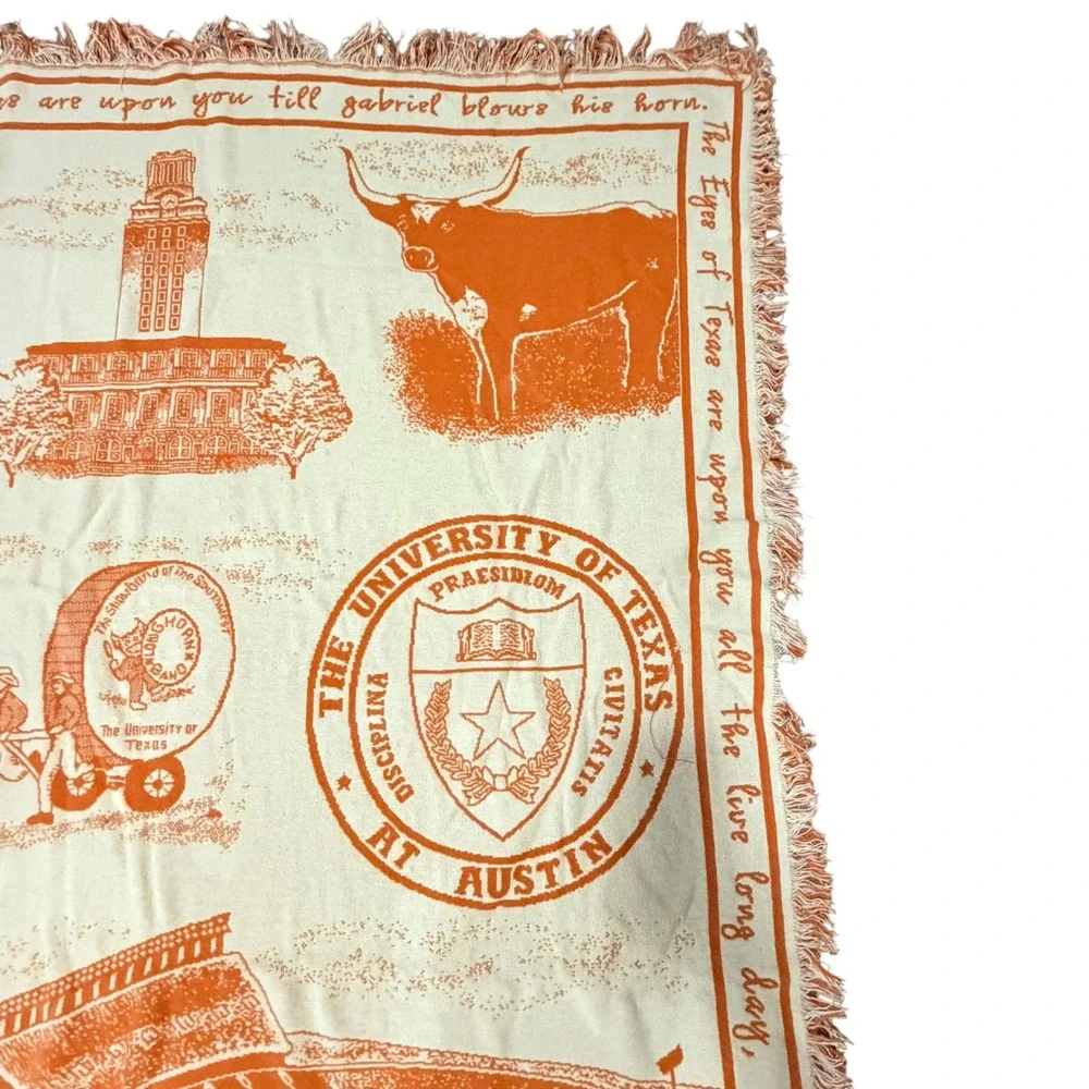 University of Texas Austin Longhorns Woven Tapestry Throw Blanket Burnt Orange